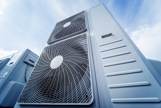 Air conditioners on the roof of an industrial building