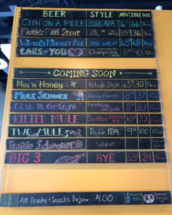 A chalkboard with a list of beer styles including big 3