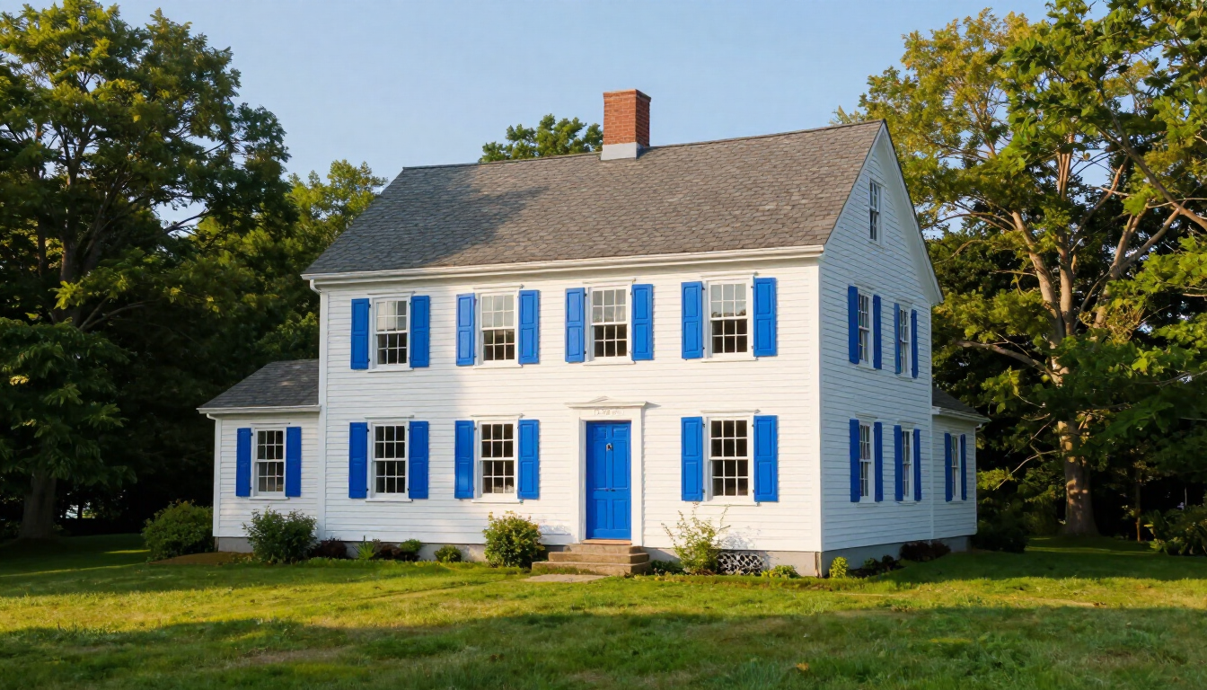 A beautifully painted traditional Maine home with fresh white siding.