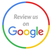 A google logo that says `` review us on google ''