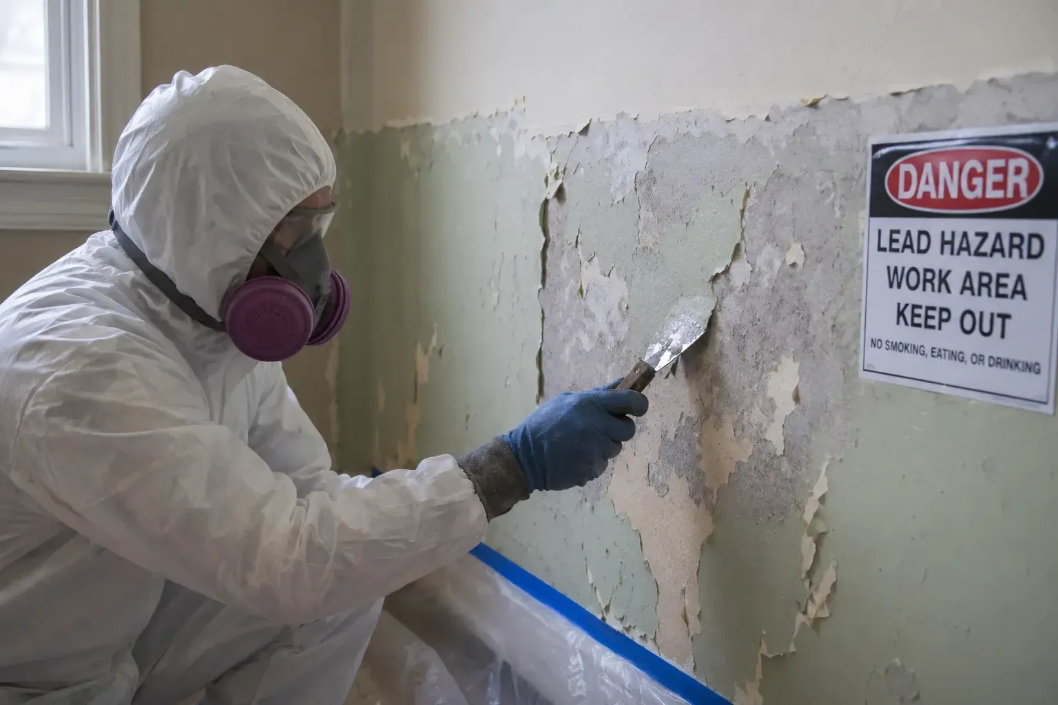 Person removing wallpaper
