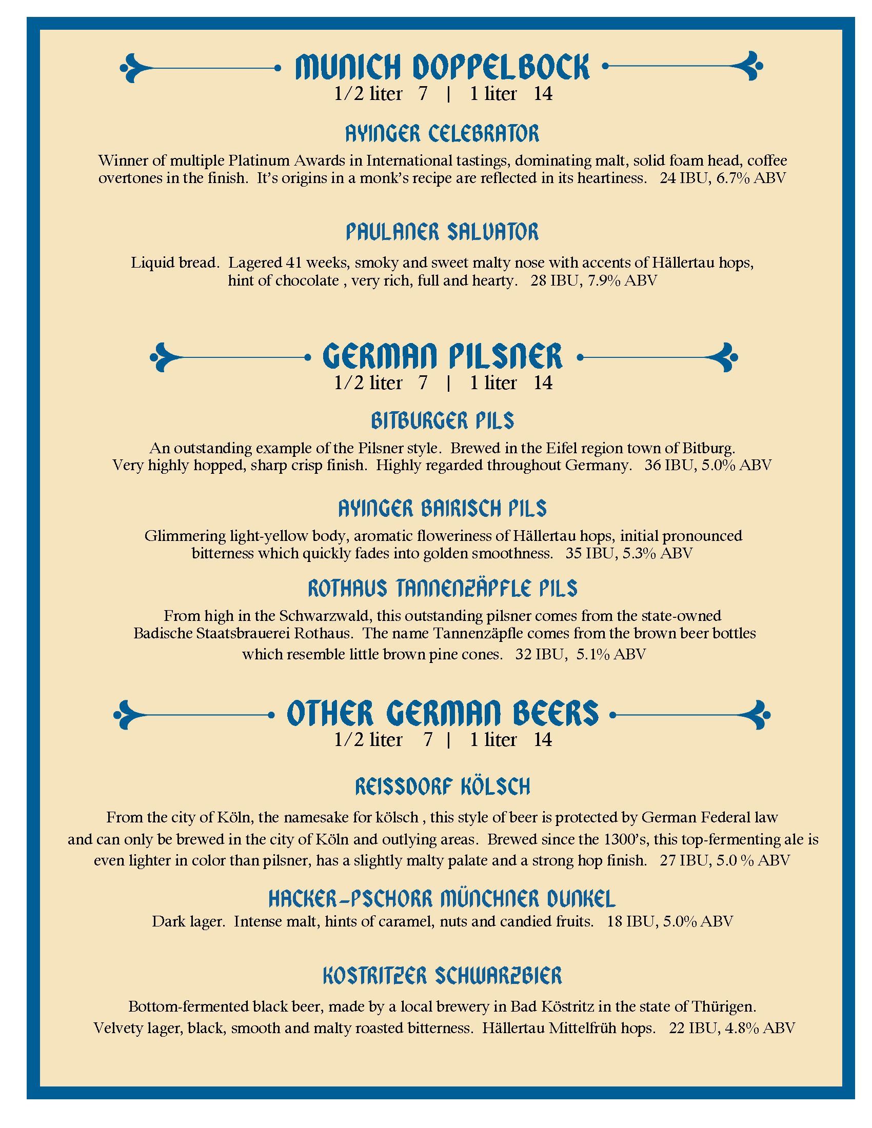 drink menu