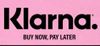 Klarna logo on pink background with slogan “BUY NOW, PAY LATER”