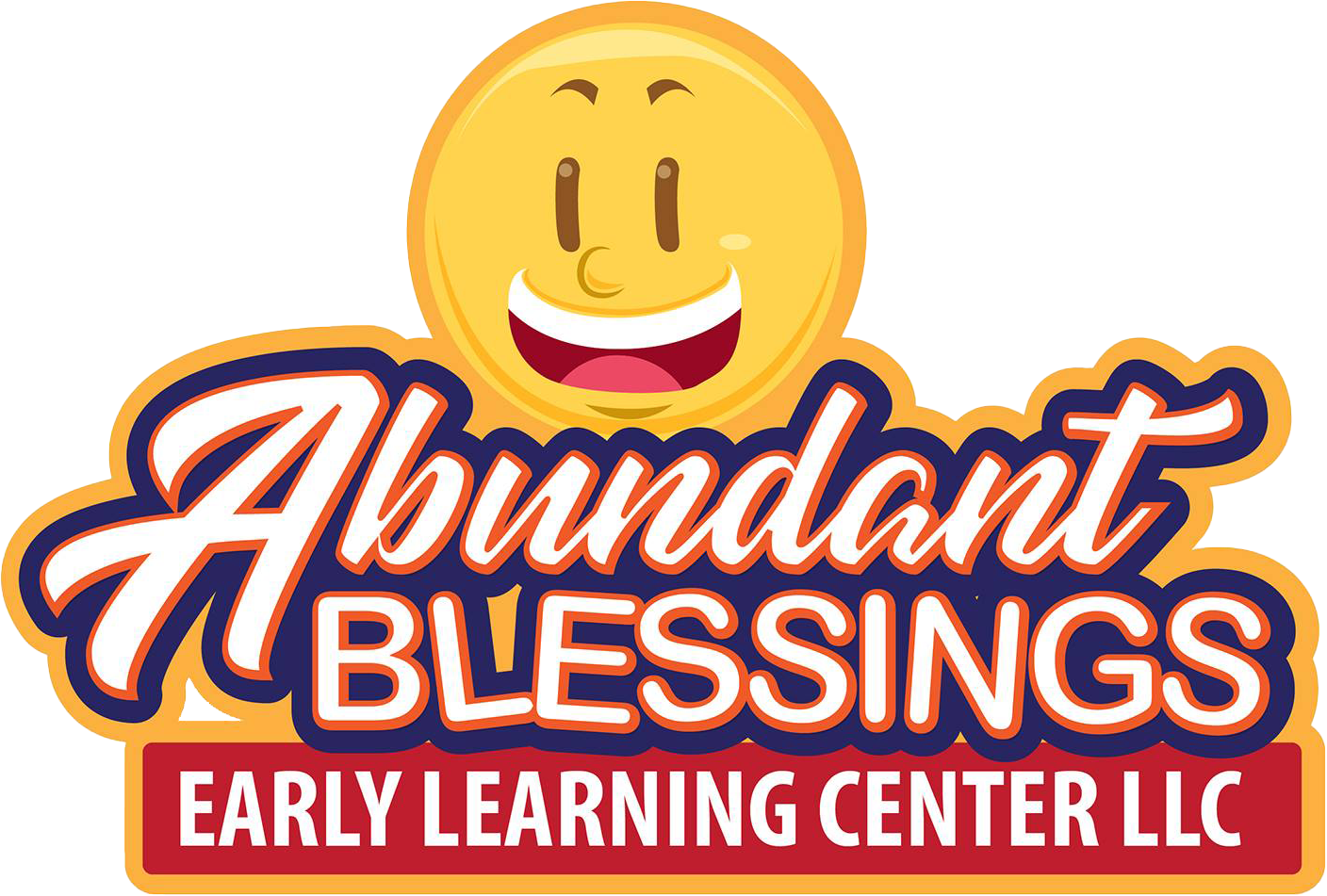 The logo for abundant blessings early learning center llc has a smiley face on it.
