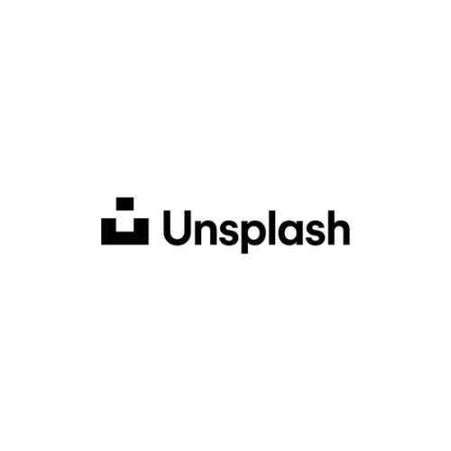 A black and white logo for unsplash on a white background.