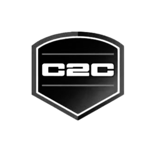 A black shield-shaped emblem featuring the white text 