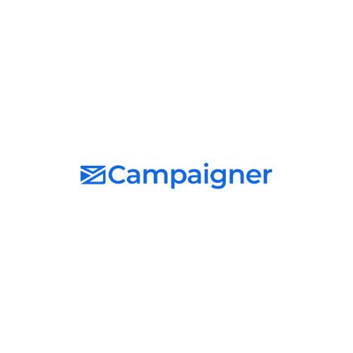 A blue campaigner logo on a white background