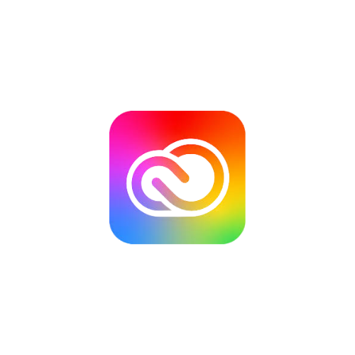 Adobe Creative Cloud logo on a multicolor gradient square background