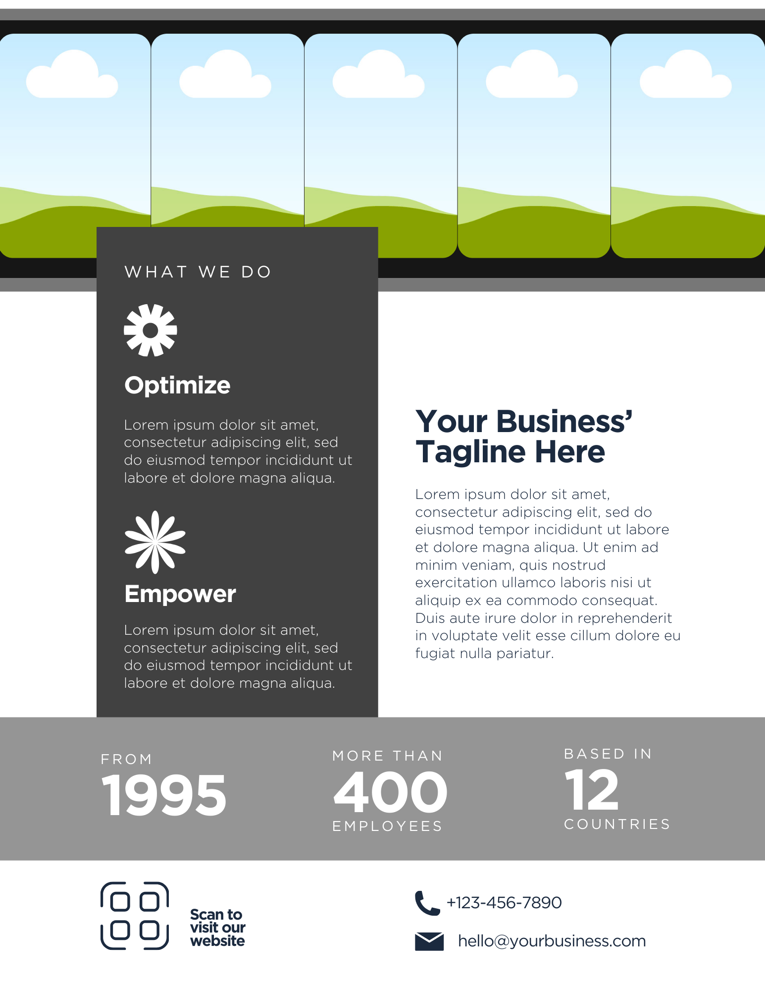 A brochure for a business called your business tagline here.