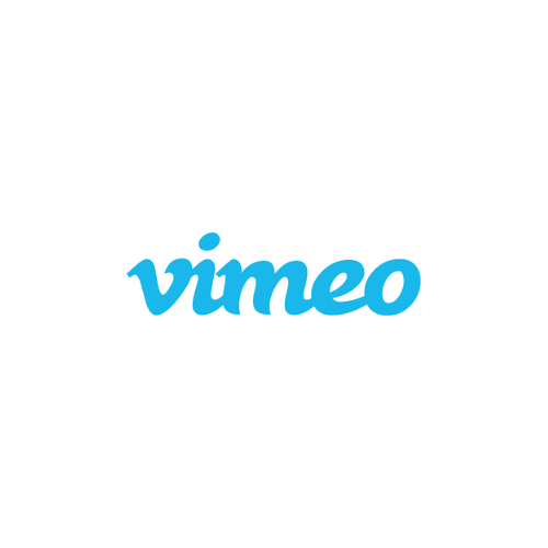The vimeo logo is blue and white on a white background.