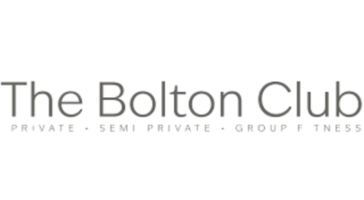 Logo for The Bolton Club, gray text on white background: 