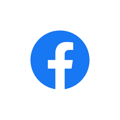 The facebook logo is in a blue circle on a white background.
