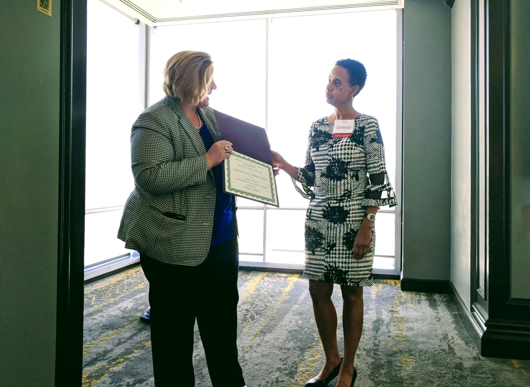 Karen Sparks receives award