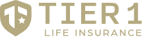 A logo for tier 1 life insurance with a shield and a star.