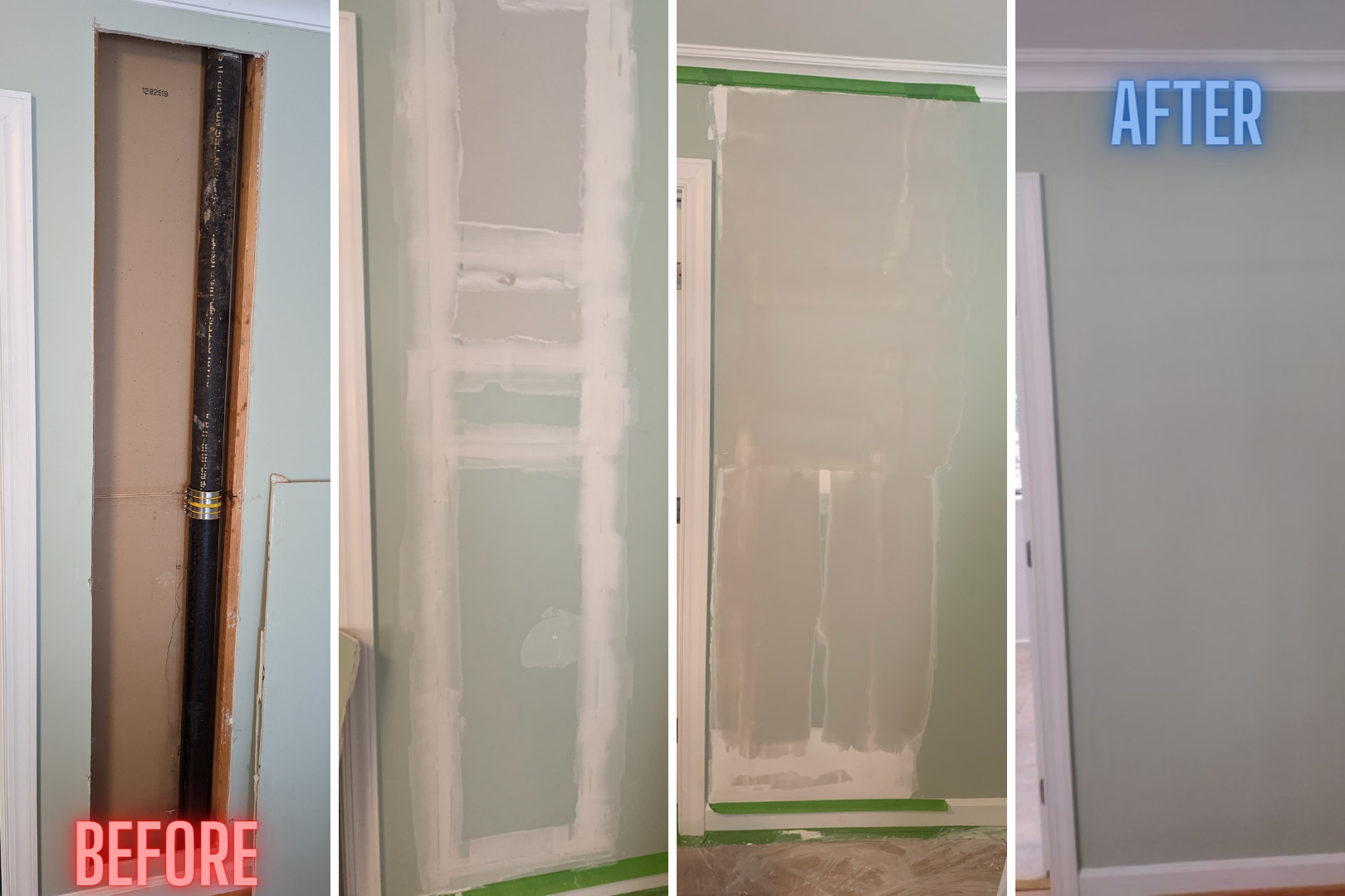 A before and after photo of a door being painted