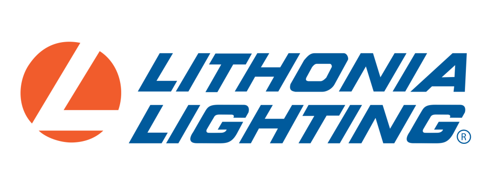 Lithonia Lighting logo: orange circle with 