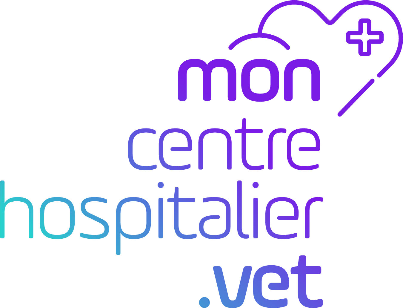 A purple and blue logo for mon centre hospitalier vet