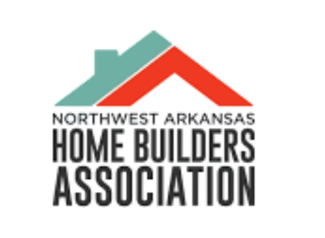 Logo for Northwest Arkansas Home Builders Association: House icon with blue roof, red trim, and text.