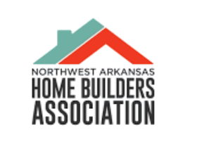 Logo for Northwest Arkansas Home Builders Association: House icon with blue roof, red trim, and text.