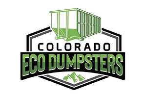 Green dumpster and text