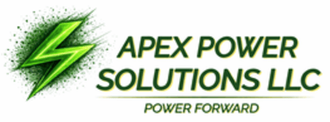 Green lightning logo with “APEX POWER SOLUTIONS LLC” and the tagline “POWER FORWARD”
