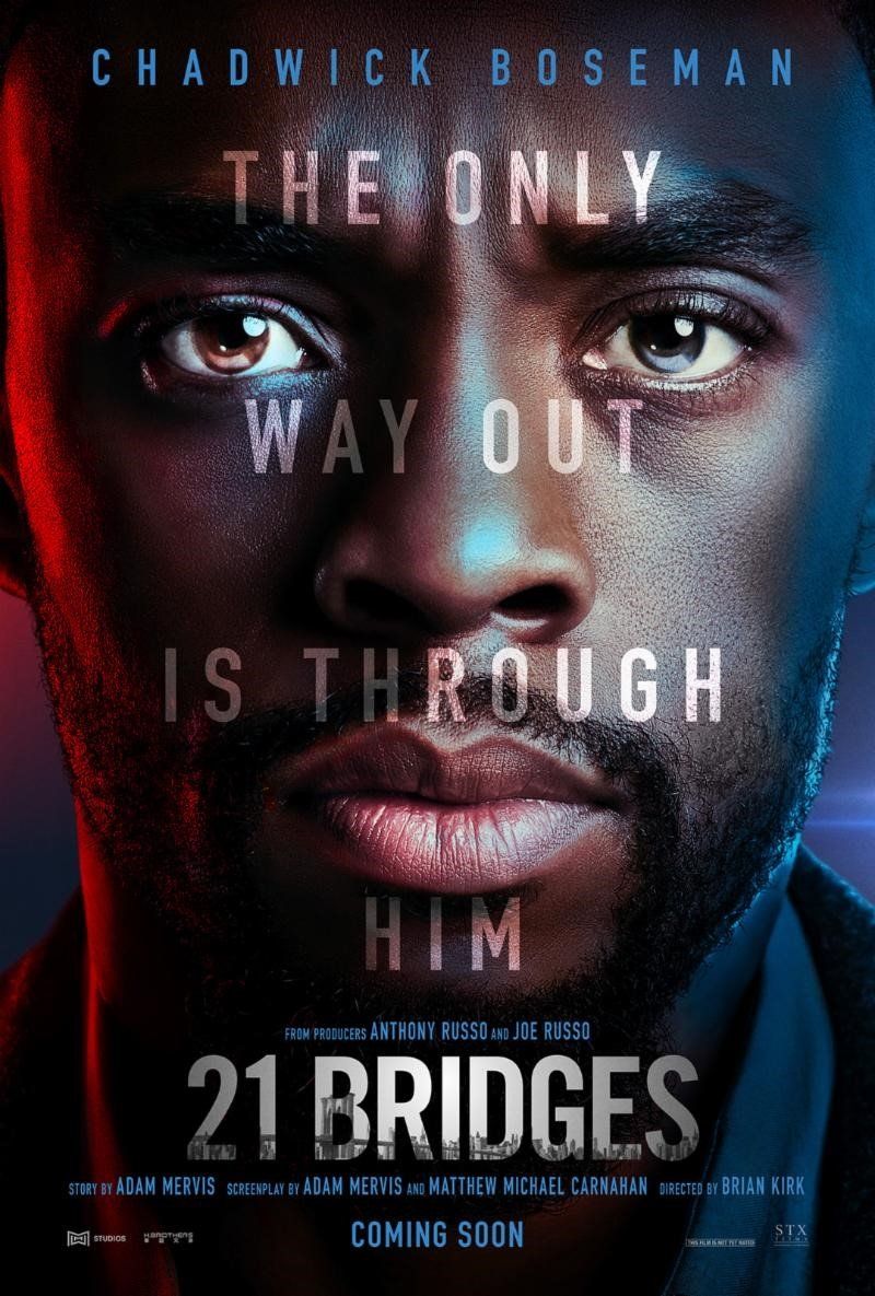Ferdi Fischer and Chadwick Boseman during production of 21 Bridges.
