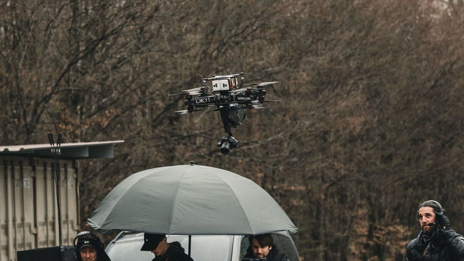 WarpCam® mounted on an FPV drone for aerial filming.