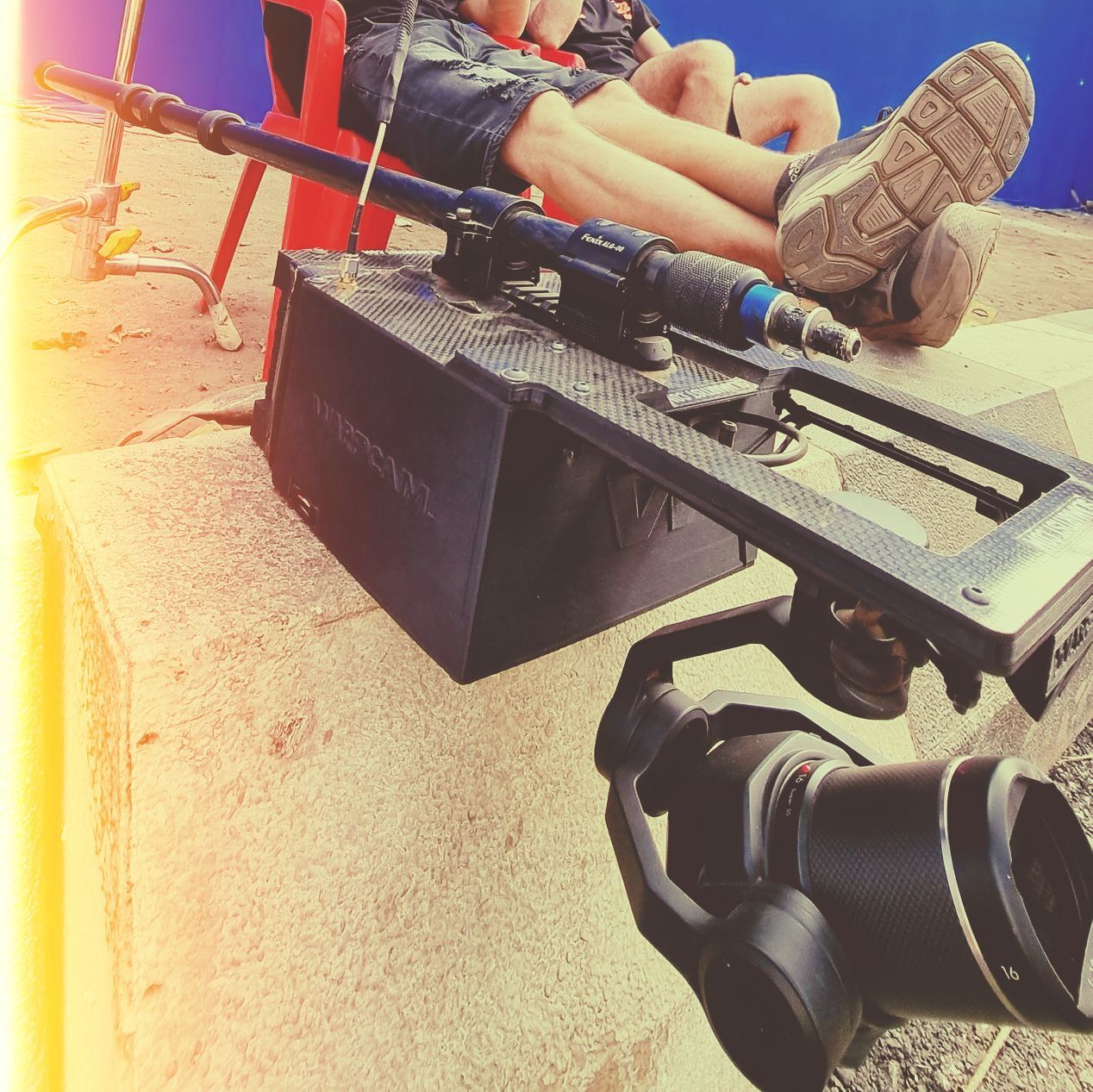 Warpcam positioned in front of a bluescreen on the set of 'Jawan'.