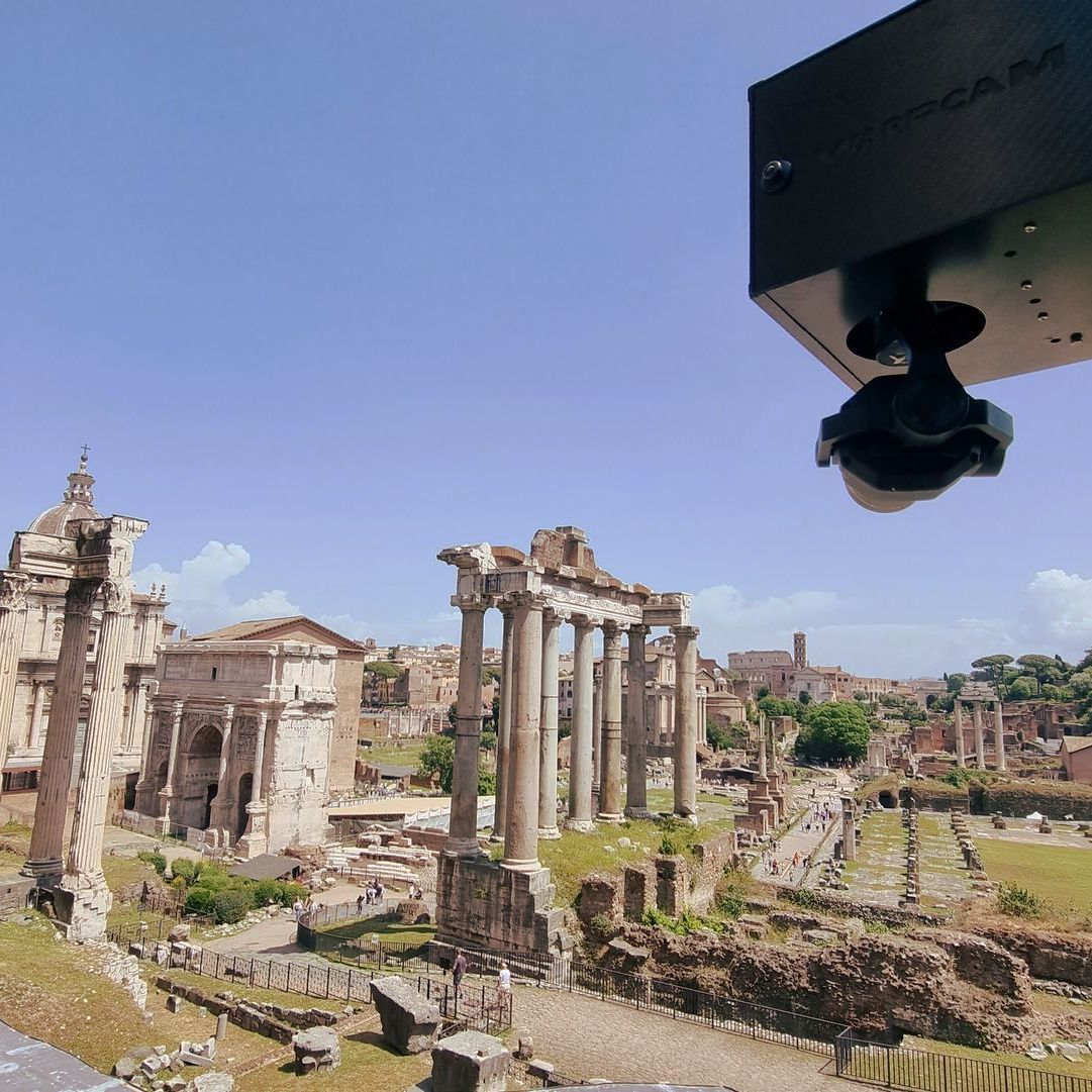 WarpCam® camera rig on a film set in Rome.