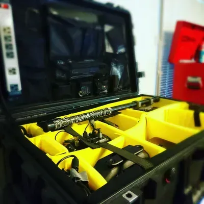 WarpCam® stored inside a Pelican 1650 Protector Case.