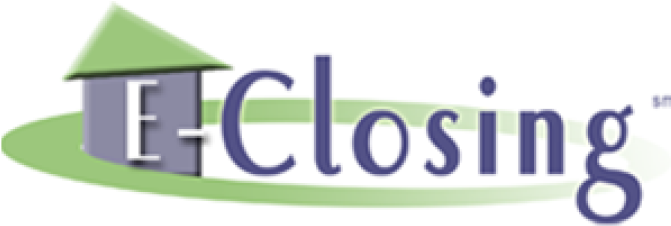 A logo for e closing with a house on it