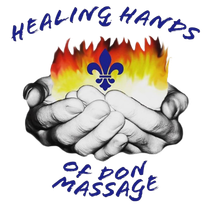 A logo for healing hands of don massage