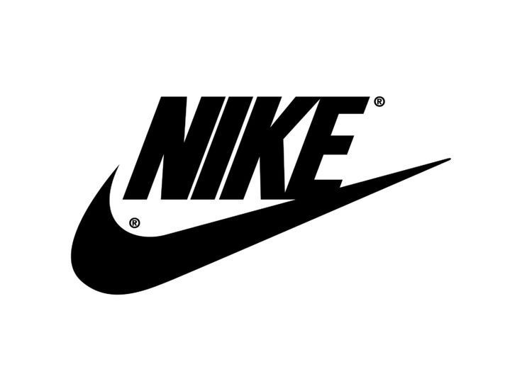 A black and white nike logo on a white background.