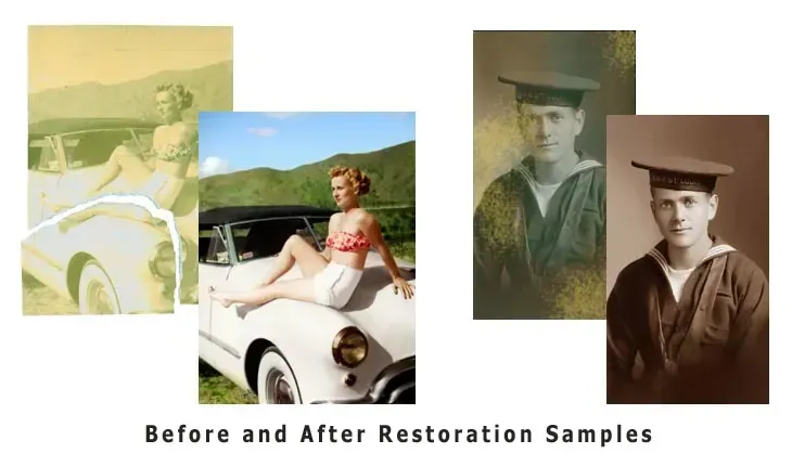 Before and after restoration samples