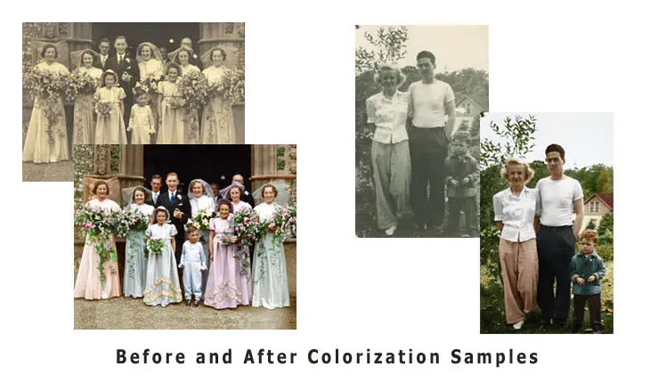 Before and after colorization samples