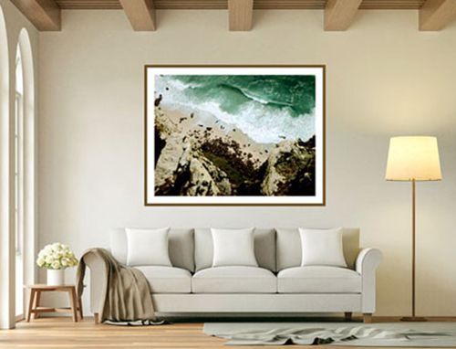 Framed photo on wall