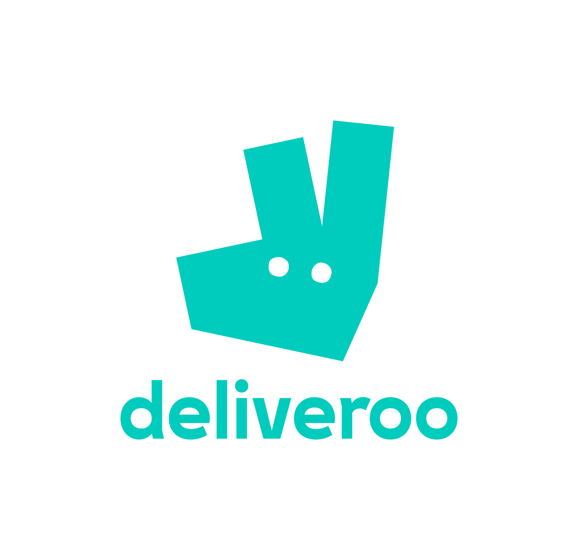 Deliveroo logo: teal kangaroo-like shape above 