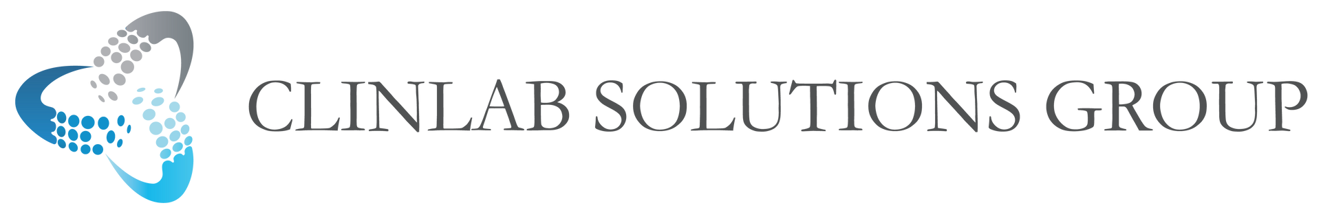 ClinLab Solutions Group logo with blue abstract globe and gray text on white background