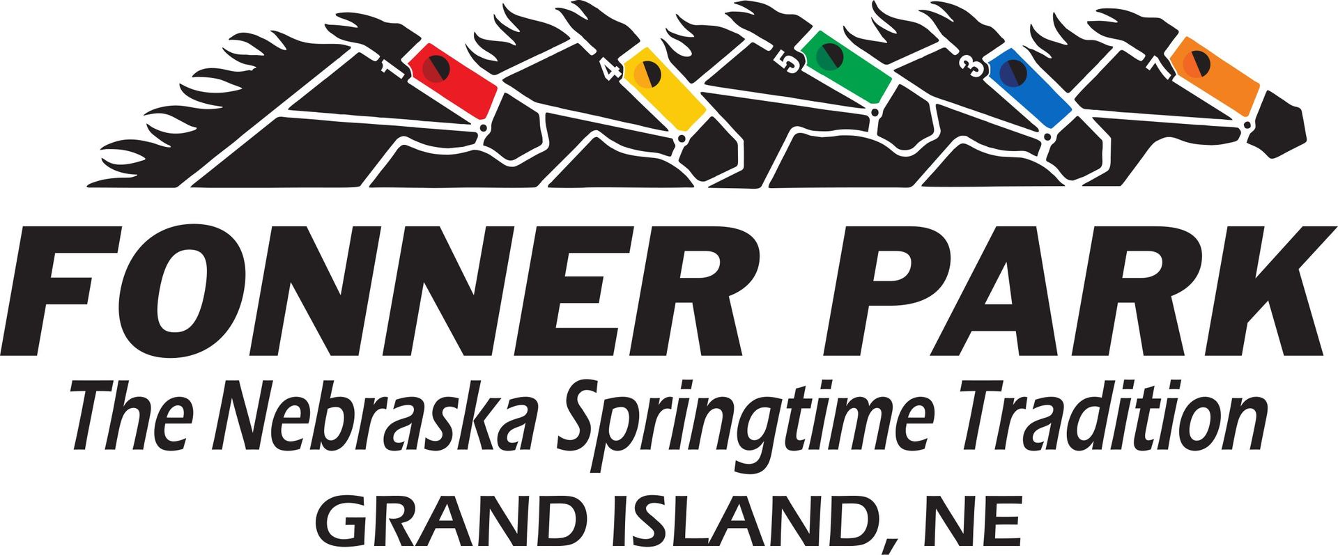 Fonner Park logo with running horses and text “The Nebraska Springtime Tradition,” Grand Island, NE