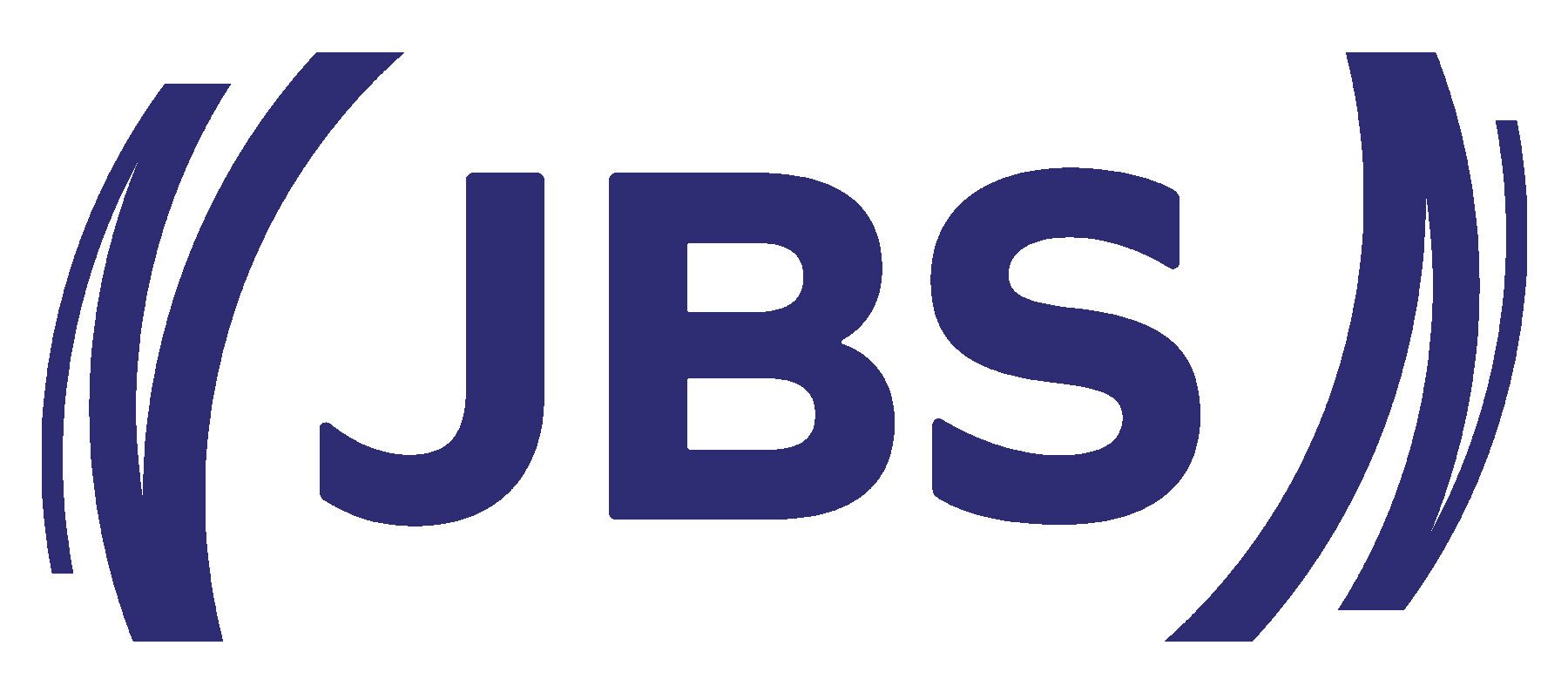 Blue JBS logo with stylized curved parentheses