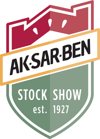 Aksarben Stock Show logo in maroon, gold, and green with “est. 1927” text