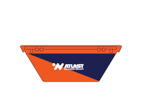 Orange and blue ATLAS skip bin.