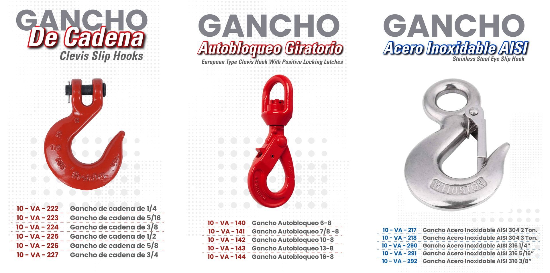 Cables de acero, eslingas y cadenas