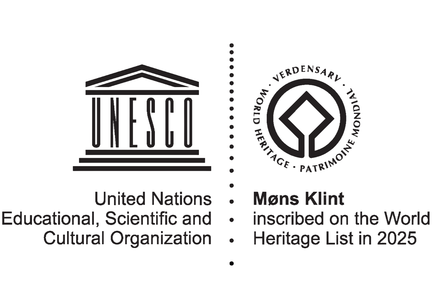UNESCO-logo ved siden af emblemet med teksten