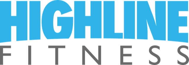 Logo voor Highline Fitness in blauw en grijs.