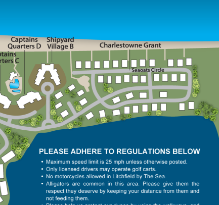 A map of a park with the words please adhere to regulations below
