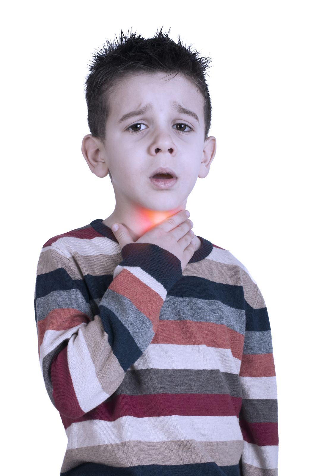 a child suffering from sore throat