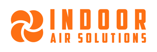 the logo for indoor air solutions is orange and white .