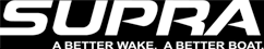 SUPRA logo in white with the tagline “A BETTER WAKE. A BETTER BOAT.” on a black background