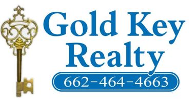The logo for gold key realty has a gold key on it